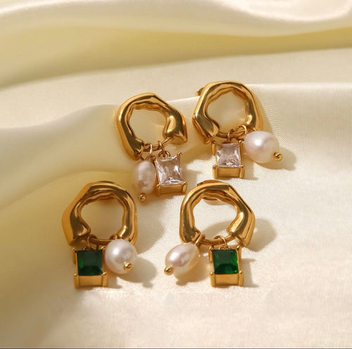 Argollas naturales con cristal blanco