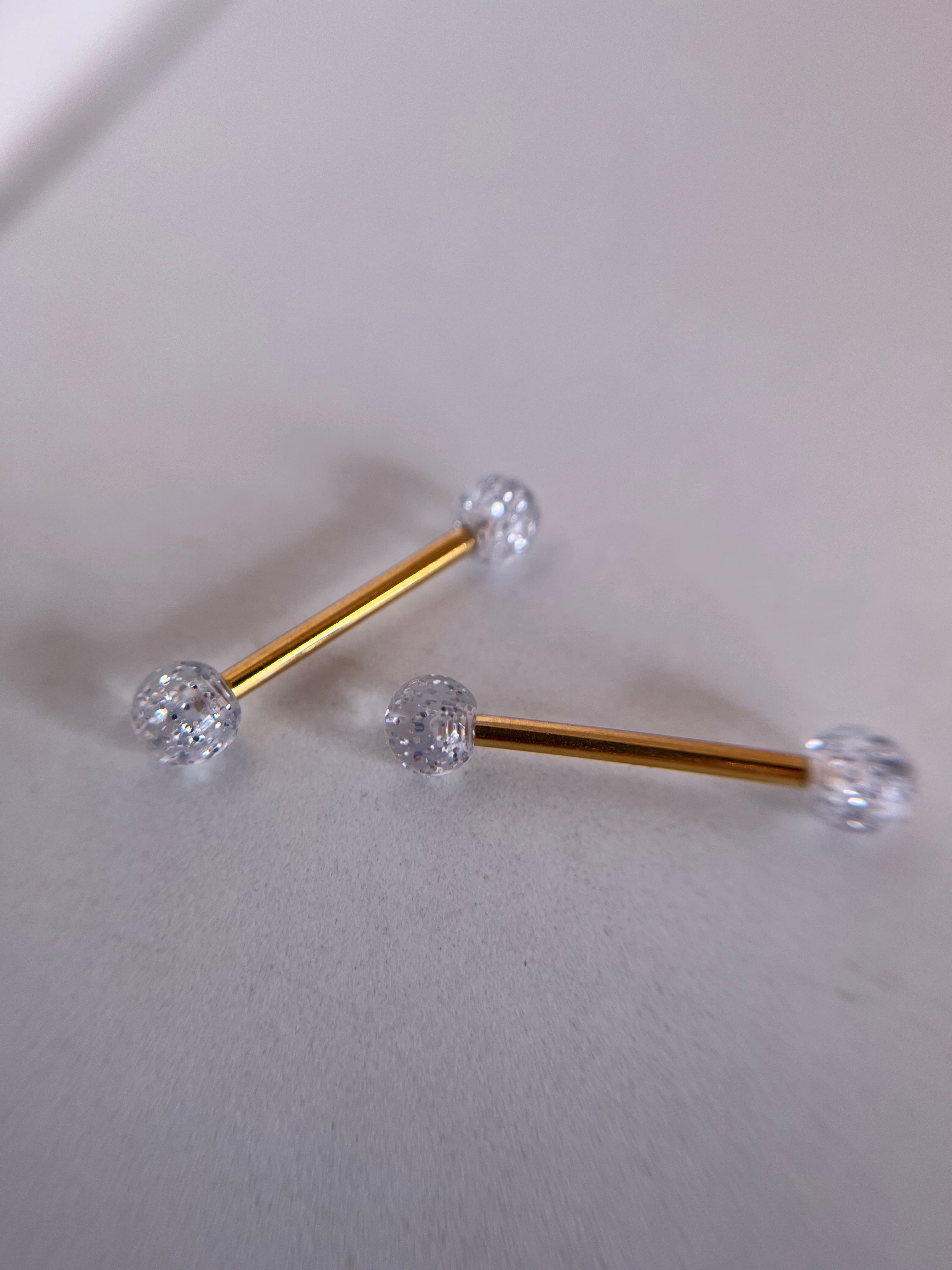 Piercings pezones esfera transparente