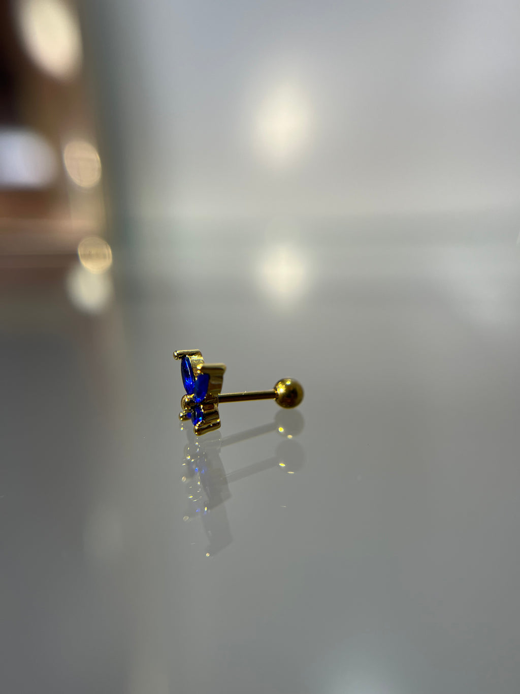 Piercings mariposa azul (cierre esfera)