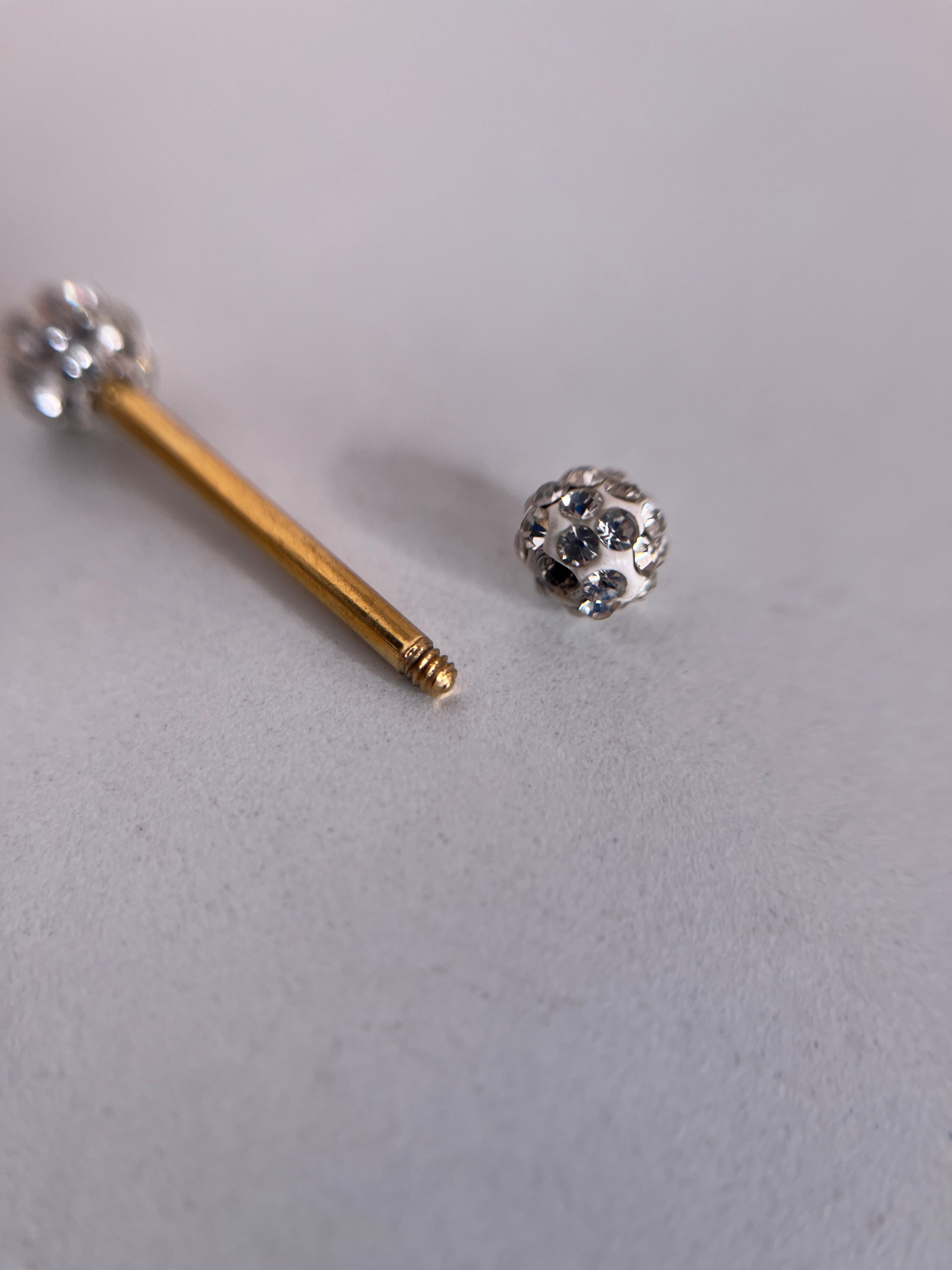 Piercings pezones esfera con diamante incrustado