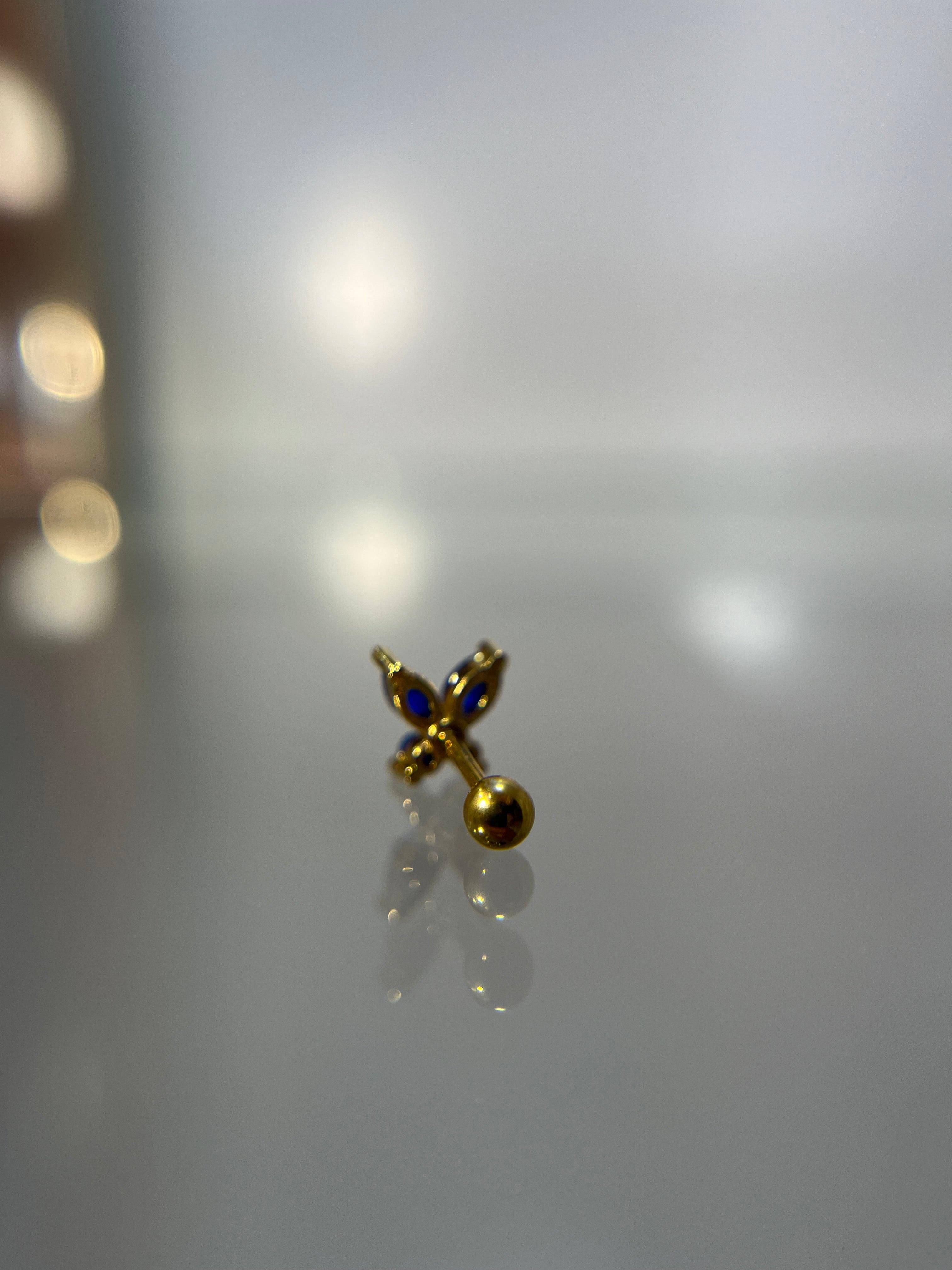 Piercings mariposa azul (cierre esfera)