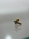 Piercing cruz dorado titanium  (cierre plano)