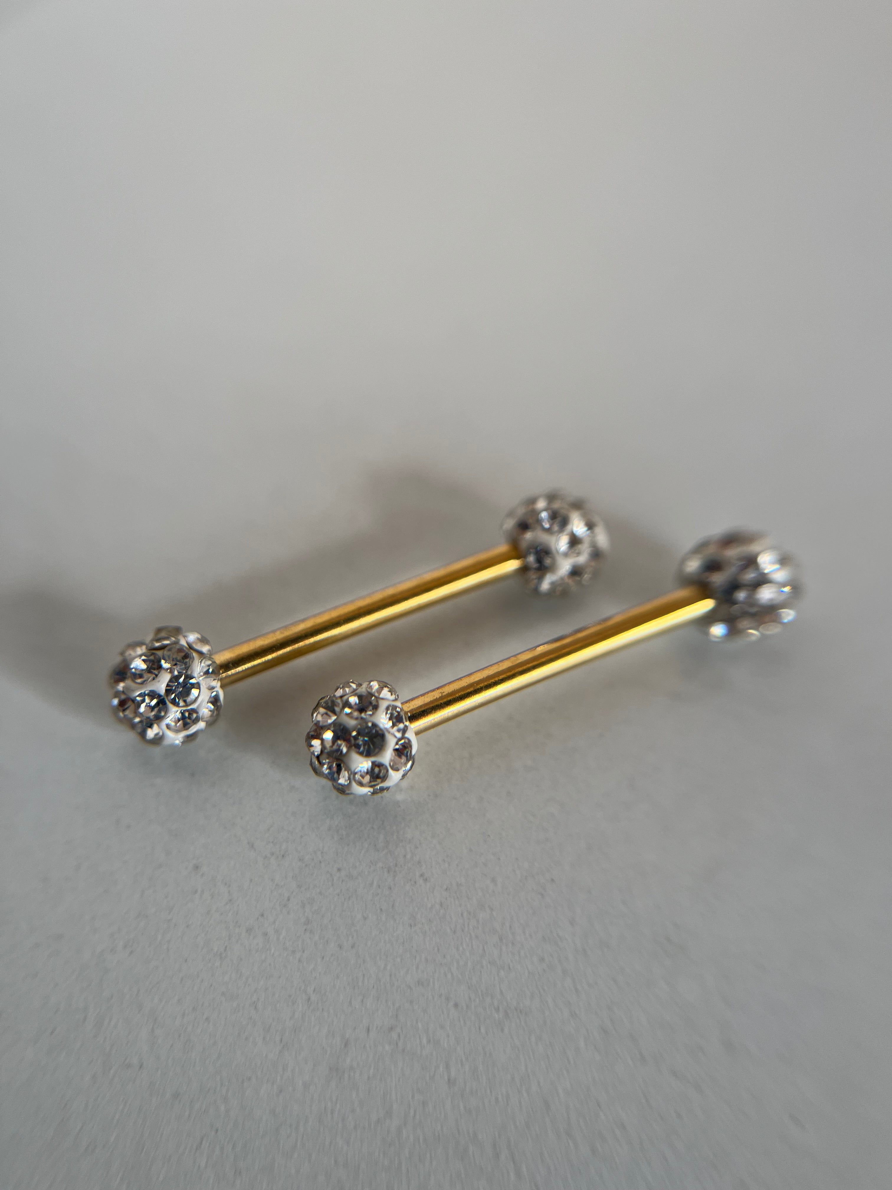 Piercings pezones esfera con diamante incrustado