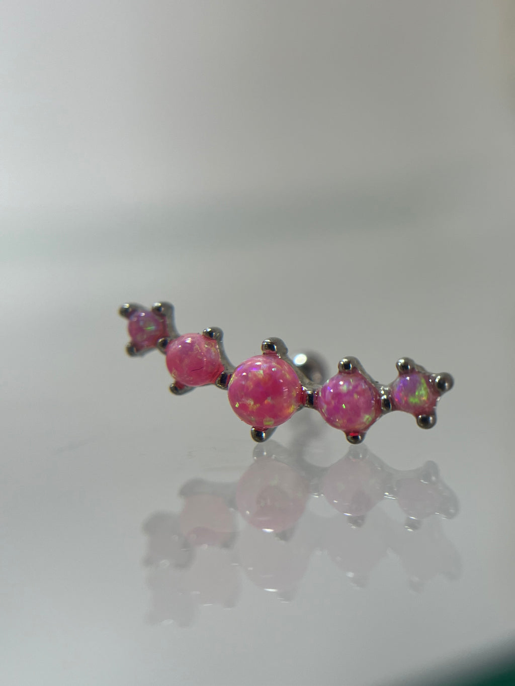 Piercing òpalos acero plateado (cierre bolilla)