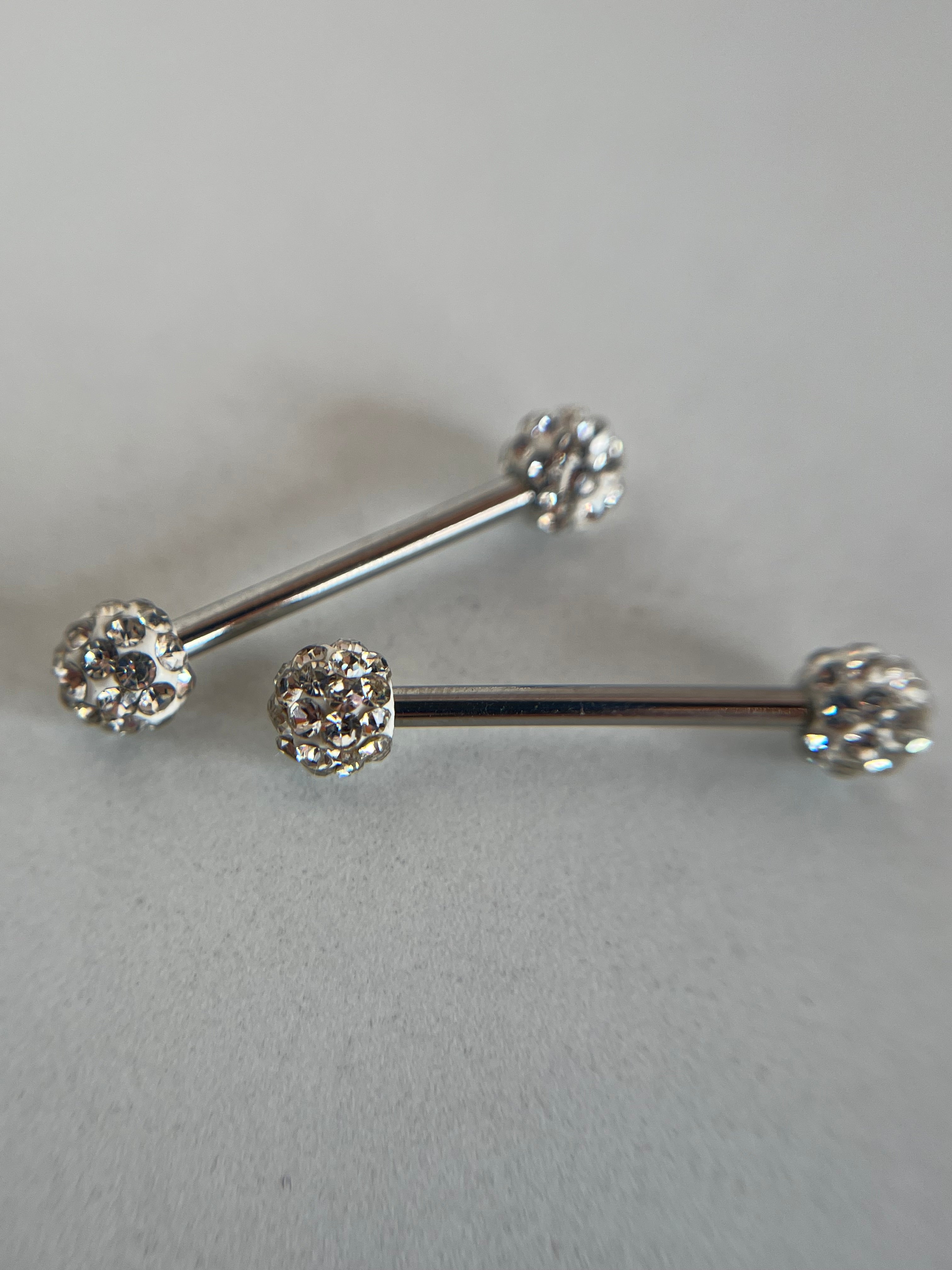 Piercings pezones esfera con cristal incrustado