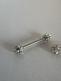 Piercings pezones esfera con cristal incrustado