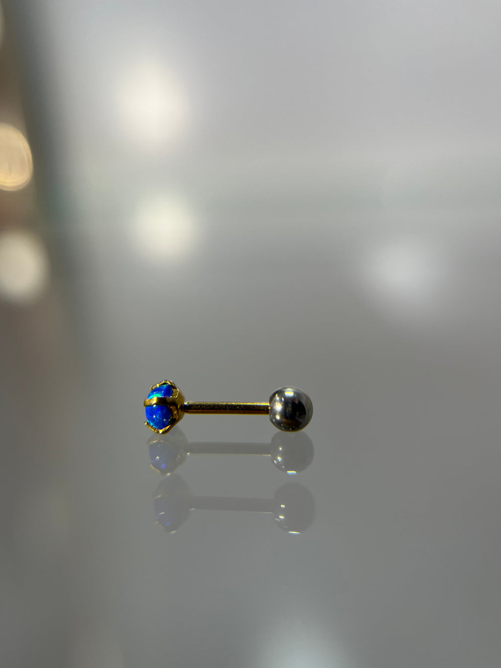Piercings perla azul (cierre esfera)