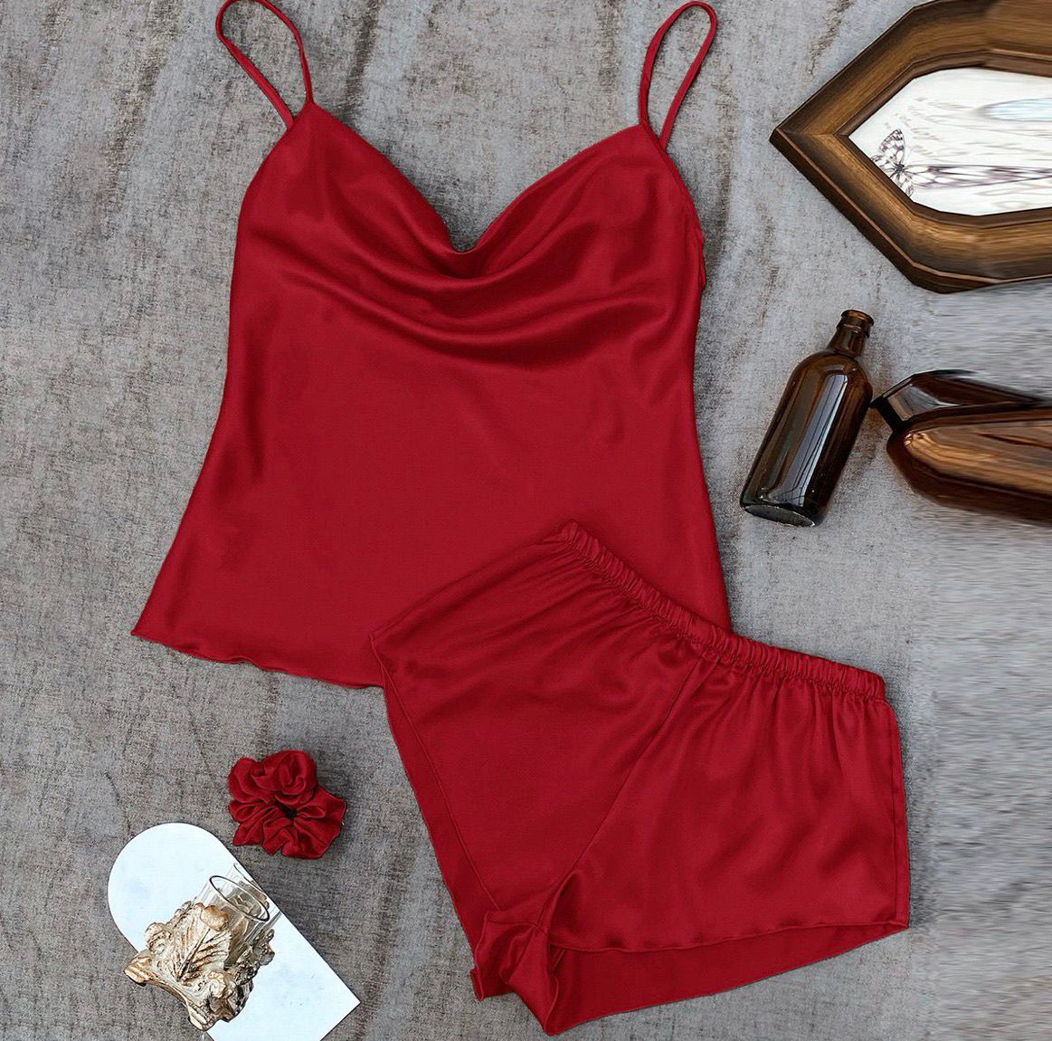 Pijama satín rojo