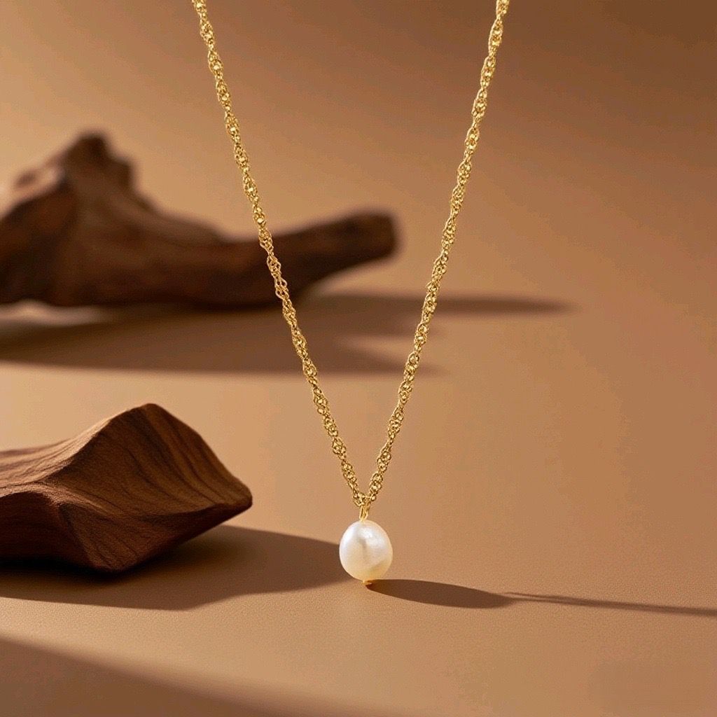 Collar con perla dorado